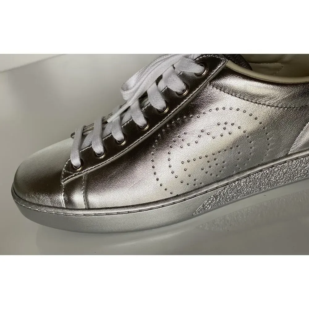 Gucci Ace Men's Low-top Silver Sneakers 10.5 US (Gucci 10) 660266 Italy NIB